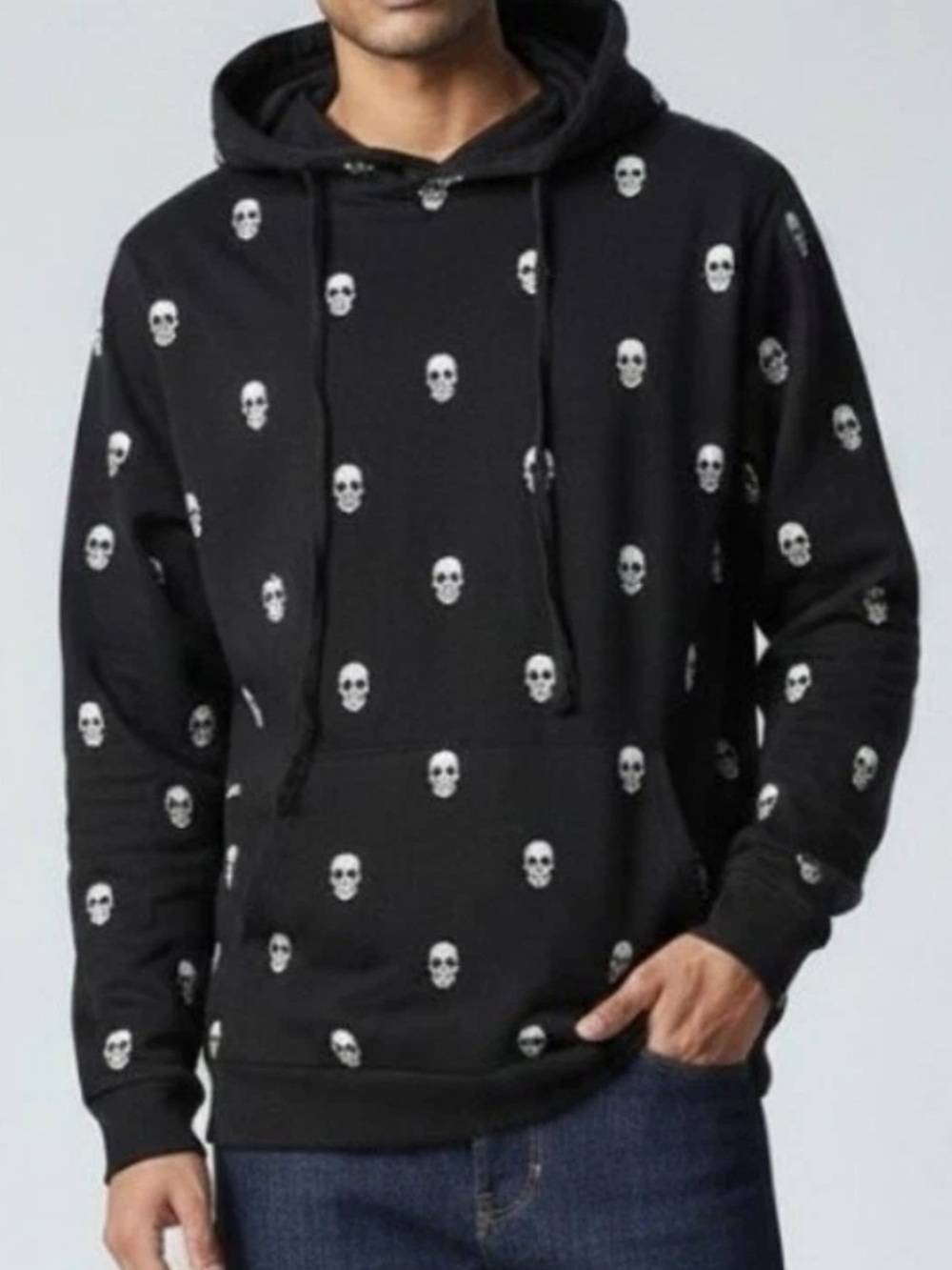 NWT Denim & Flower Ricky Singh Skull Hooded Shirt Large